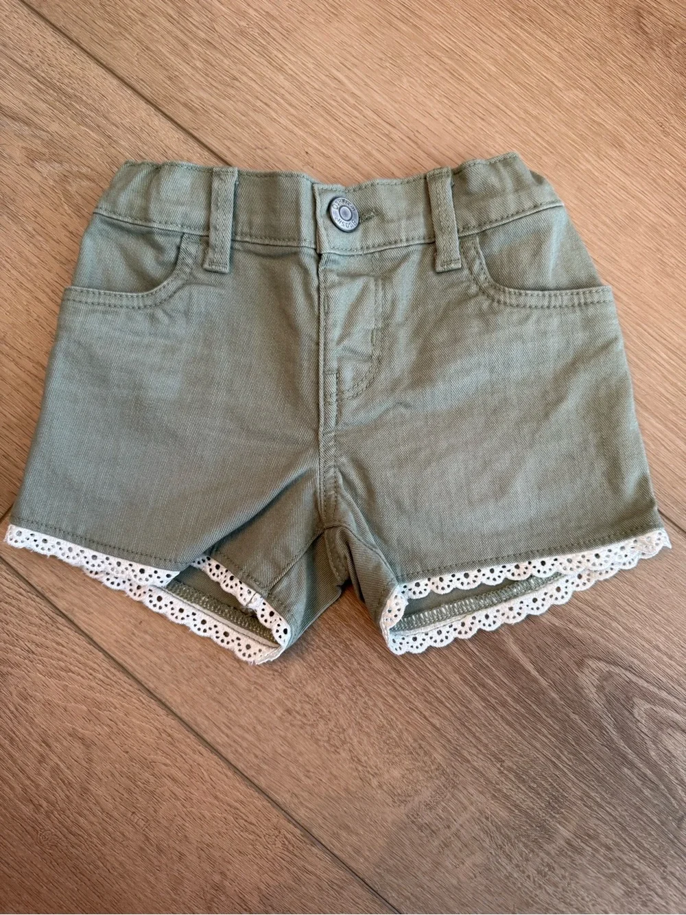OshKosh B'gosh Olive Green Shorts with Lace Trim Set